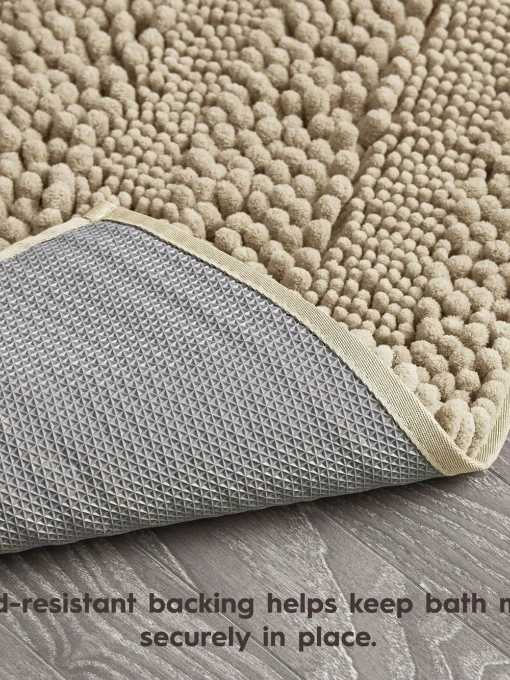 Laura Ashley Astor Chenille Bath Mat Linen 20” x 34” Non-Slip TPR Backing NWT